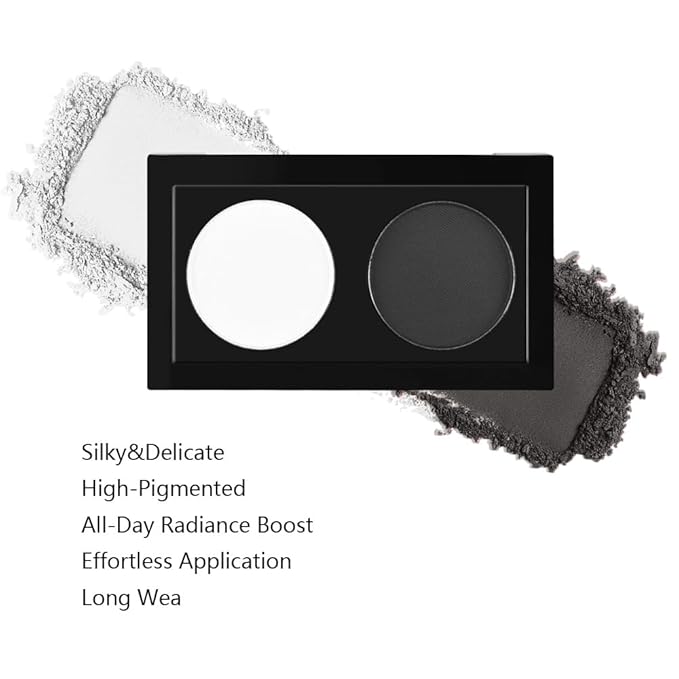 Duo Eye Shadow Powder，White&Black Matte Eyeshadow Makeup Palette，Neutral Shades Eyeshadow Palette for Woman Daily Eyes Looks，Highly Pigmented，Smooth, Blendable，sombras de ojos, Cruelty-Free 06