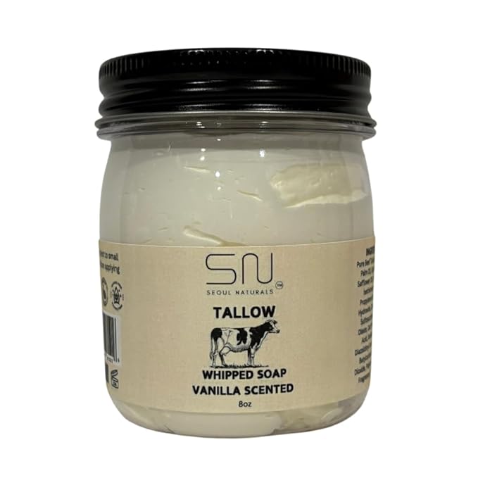 Seoul Naturals Tallow Whipped Soap, Vanilla Scented, k beauty, 8 oz