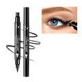Dual Ended Black Liquid Eyeliner - 2 in 1 Winged Cat Eye Stamp & Felt-tip Eyeliner Pen, Waterproof, Long Lasting and Smudge Proof Eye Makeup Tool for Women
