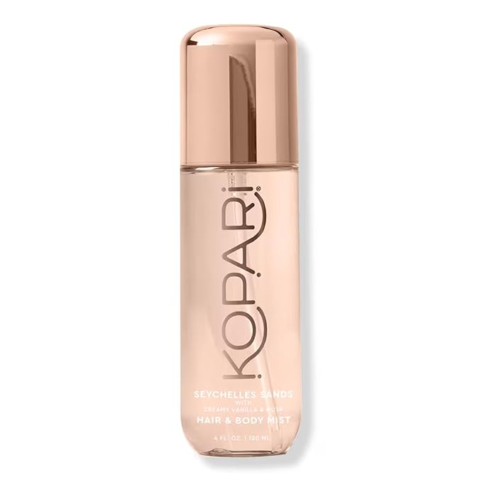 Kopari Hair & Body Mist Seychelles Sands, Long-Lasting Creamy Vanilla & Musk Scent, Seductive Warm Fragrance, Toasted Vanilla, 4 oz