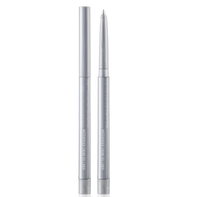 Eyeliner Pencil, Waterproof Eyeliner Long-lasting, Silver Eyeliners, High-Pigmented Colorful Eyeliners Easy To Use Eye Liner Pen for Women, Silver