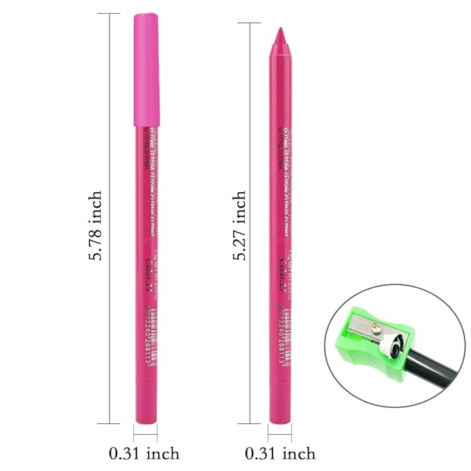evpct Hot Pink Eyeliner Pencils for Eyes, Rose Hot Pink Colored Eye Liner Pencil Pen Makeup Waterproof Smudge Proof, Colored Gel Waterline Eyeliner Liquid, Face Eye Paint Stick Halloween Makeup 21