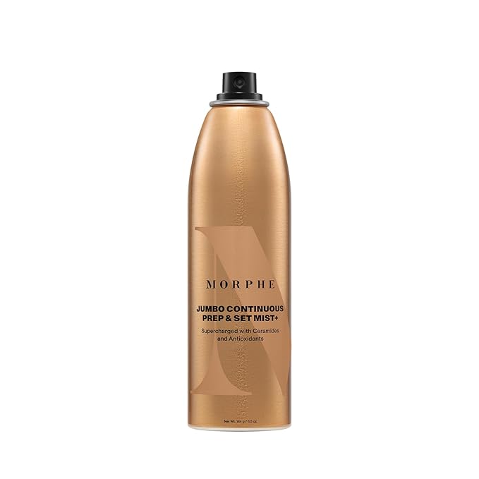 Morphe Jumbo Continuous Prep & Set Face Mist - Hydrating Setting Spray for Makeup & Skin Prep - Enriched with Ceramides and Antioxidants for a Radiant Finish (6.5 oz)
