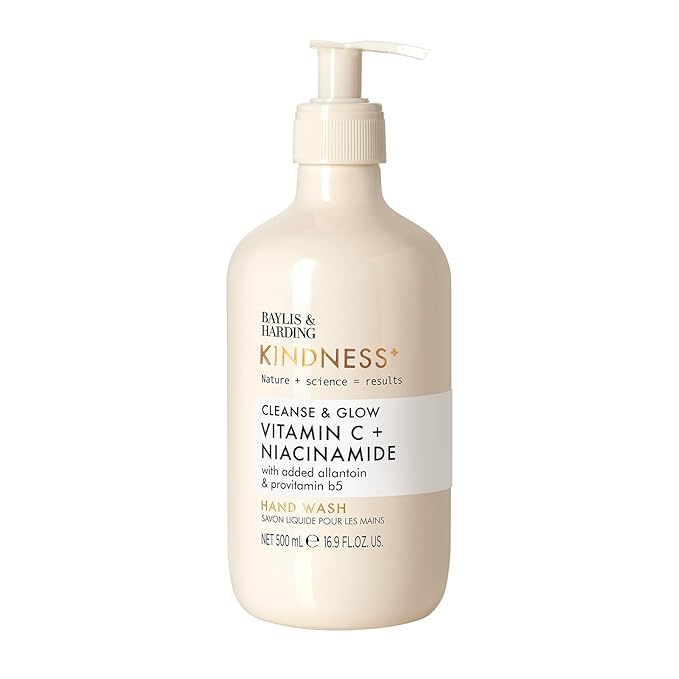 Baylis & Harding Kindness + Vitamin C & Niacinamide, Orange & Mango Fragrance, 16.9 fl. oz Cleanse & Glow Hand Soap (Pack of 3) - Biodegradable Formula - Vegan Friendly