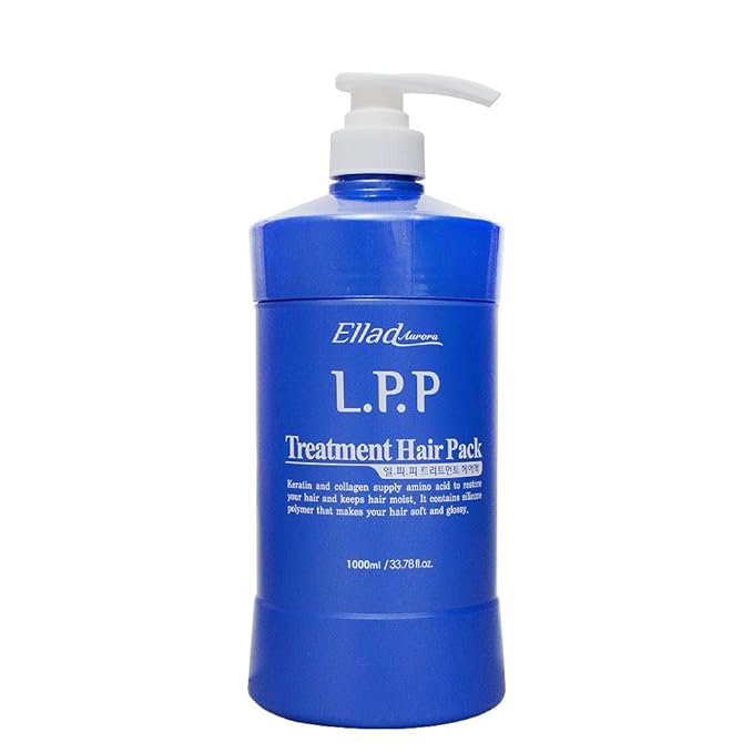 K-Beauty Ellad LPP Hair Repair Treatment 33.8 Ounce – Korean Professional Formula with Hydrolyzed Keratin, Collagen, Argan Oil & Grape Seed – Deep Moisture & Shine for Damaged, Dry, Color-Treated Hair