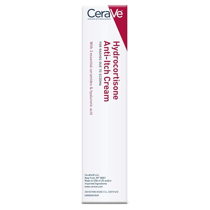 CeraVe 1% Hydrocortisone Anti-Itch Cream, Fragrance-Free Relief for Eczema-Prone & Dry Skin, 1 Ounce