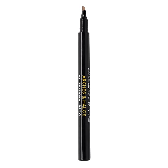 Arches & Halos Microblading Brow Shaping Pen - Fuller, More Defined Brow - Long-lasting, Smudge Resistant, Rich Color - Vegan and Cruelty Free Makeup - Warm Brown - 0.033 fl oz