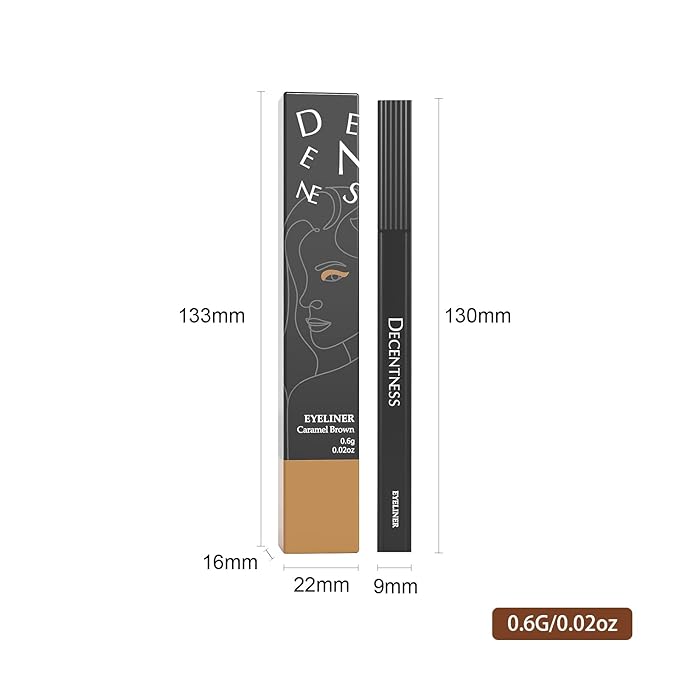DECENTNESS Liquid Eyeliner, Eyeliner Pen with Ultra-fine Tip,Waterproof Long Lasting Makeup, Brown, 0.02 fl oz
