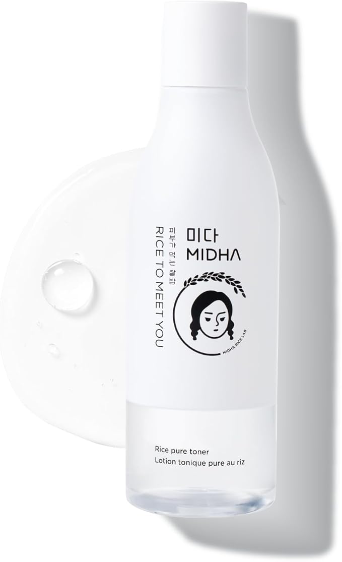 MIDHA Rice Pure Toner, 6.76fl.oz/200ml, Hydrating, Soothing, Fast-Absorbing Daily Toner – Lightweight, Vegan, Alcohol-Free, Clean Beauty Skincare for Sensitive & Dry Skin