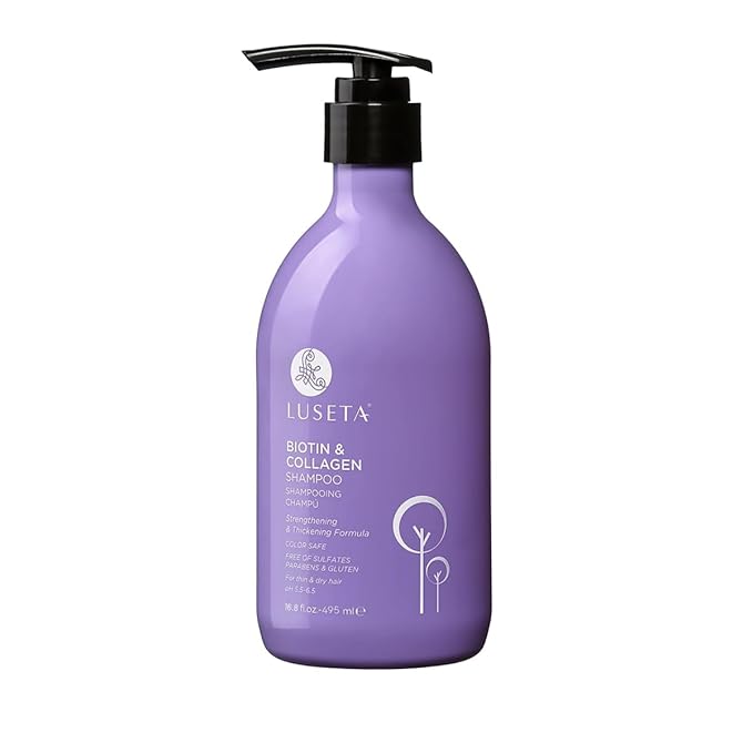 Luseta Thickening Shampoo for Fine Thin Hair - Volumizing Biotin & Collagen Formula for Flat Limp Hair, Adds Body and Fullness, Sulfate-Free, Paraben-Free, 16.8oz