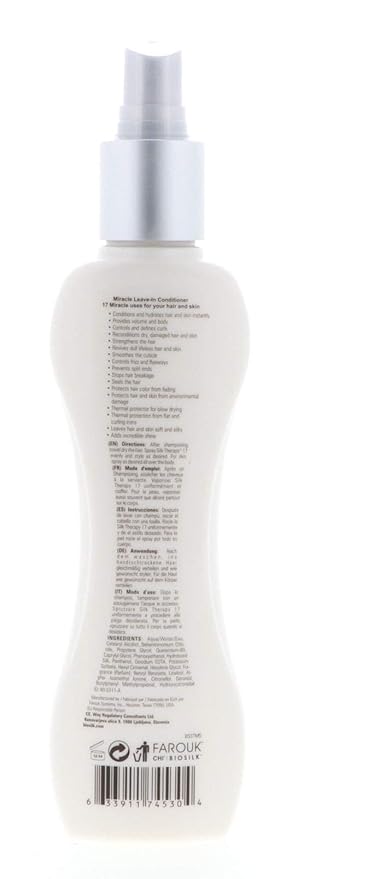 BioSilk Silk Therapy Miracle 17,Leave-In Conditioner for Dry & Damaged Hair,Reconstructs,Repairs &Hydrates,Adds Shine,Controls Frizz& Defines Curls, Sulfate, Paraben & Cruelty Free,5.64 Oz (Pack of 2)