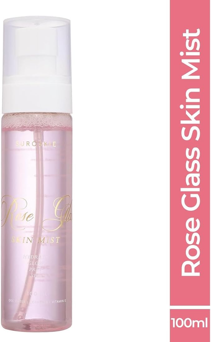 Suroskie Roses Glass Skin Mist 100Ml | 2 in 1 Face Toner + Makeup Setting Spray | Rose Water for Face with Aloe Vera & Lotus | Toner for Glowing & Hydrating Skin | All Skin Types | for Men & Women