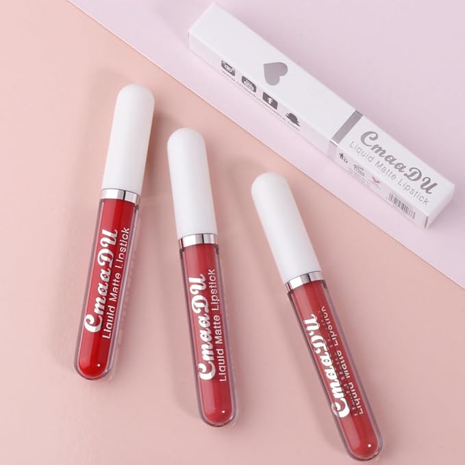 evpct 1Pcs Deep Red Liquid Matte Lipstick Lipgloss Set for Women, labiales mate 24 horas originales matte larga duracion 24 Hour Lipstick Lip Stains Long Lasting Waterproof 24, 18#