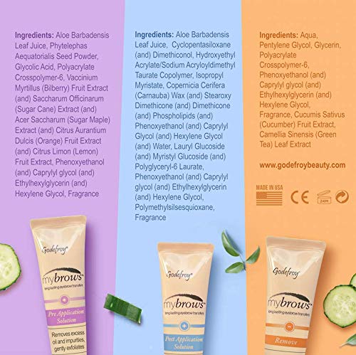 Godefroy Mybrows 3-Step Care Kit for Temporary Tattoos, Eyebrow Transfers, & Brow Stamps