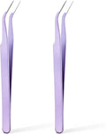 2 Pack Lash Tweezers for Eyelash Extensions Professional Eyelash Extension Tweezers Lash Cluster Tweezer Precision Fiber Tip Stainless Steel Lashes Applicator Tool for Home and Professional Use