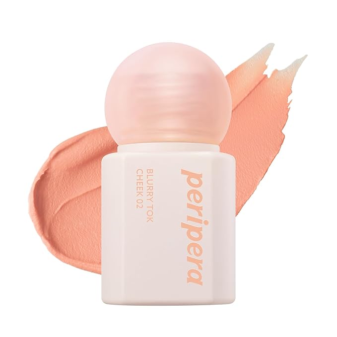 Peripera Blurry Tok Cheek Liquid Blush | Matte Blurring Finish, Lightweight & Buildable Cream Texture, Soft Cozy Shades, Long-Lasting Korean Blush (02 PEACH LATTE)
