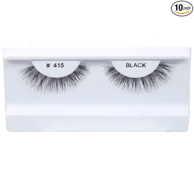 10 Pairs 100% Human Hair False Eyelashes Natural Black # 415