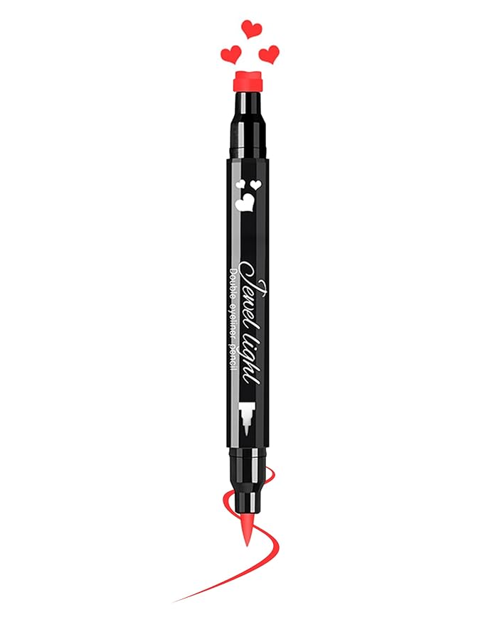 Erinde Red Liquid Eyeliner Stamp, Heart Eyeliner Stamp Makeup for Valentines Day Makeup, Waterproof Eyeliner Pen, Long-lasting Smudge-proof Eye Liner Tools, 1 PC