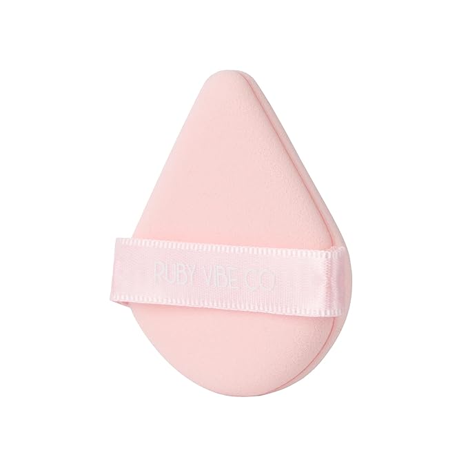 RubyAir Luxe Puffs, Set 2 Air Puffs, Round and Triangle Shapes, Latex-Free Velvet, Pink, for Foundation, Concealer, Blush, Setting Powder, Wet or Dry Use, All Skin Types | RUBY VIBE CO