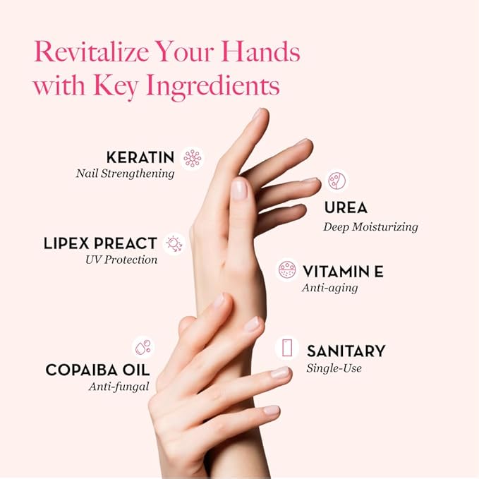 Bodipure Keratin Hand Mask Gloves for Dry Cracked Hands – Deep Moisturizing Cuticle Repair Treatment – Professional Spa Hydrating Gloves for Soft Hands & Nails – 12 Pair Pack
