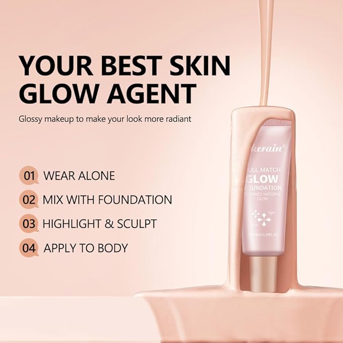 Natural Glow Illuminator Glotion - Glowing, Moisturizing, Lightweight Base, Multi-Purpose - Hydrating & Illuminating Makeup Highlighter for Radiant, Sun-Kissed Look (#3 Medium, 1.35 Fl Oz (Pack of 1))