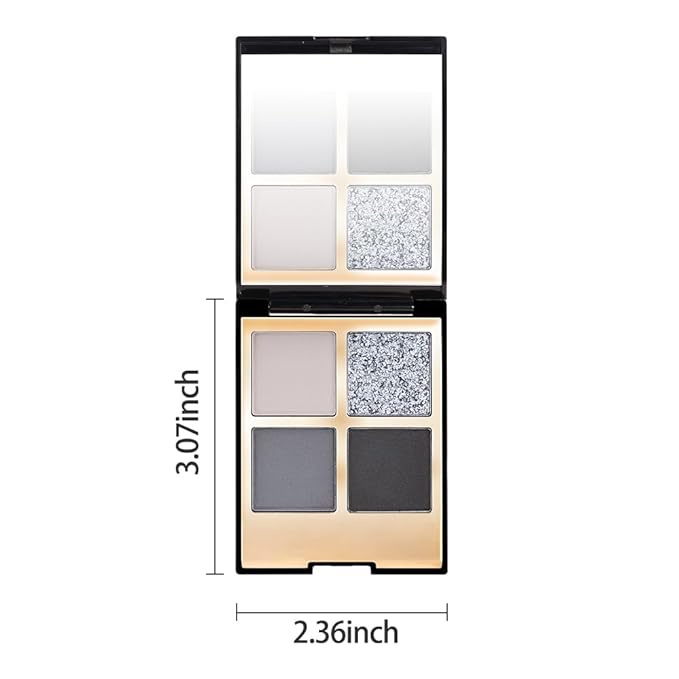CAKAILA 4 Colors Eyeshadow Makeup Palette,Black Gray Natural Neutral Nude Smoke Eye Shadow Palette with Mirror,Long Lasting Naturing-Looking,Waterproof,Travel Size