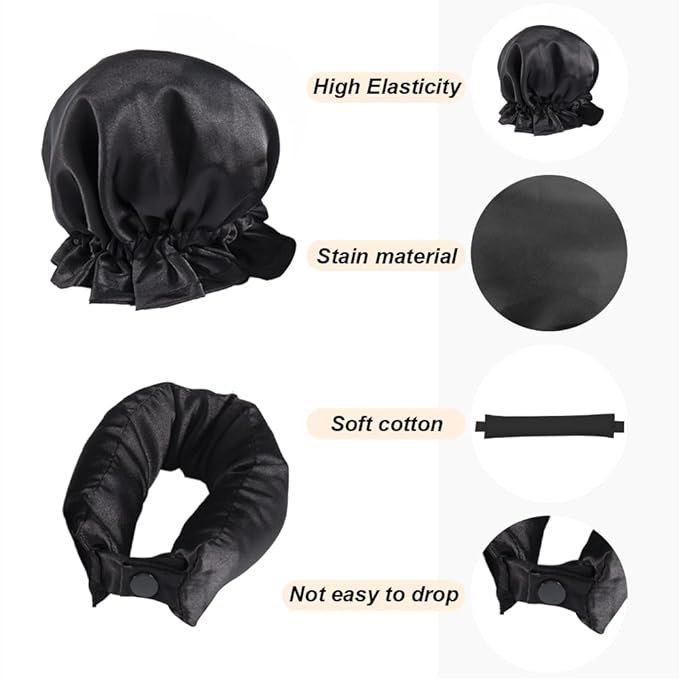 Hair Rollers Set, 3Pcs Satin Heatless Curling Rod Headband, Heatless Curls with Cap for All Hair Types, No Heat Curling