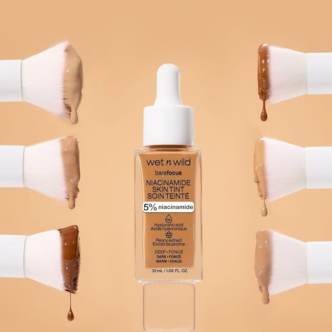 wet n wild Bare Focus Skin Tint, 5% Niacinamide Enriched, Buildable Sheer Lightweight Coverage, Natural Radiant Finish, Hyaluronic & Vitamin Hydration Boost, Cruelty-Free & Vegan - Fair Beige