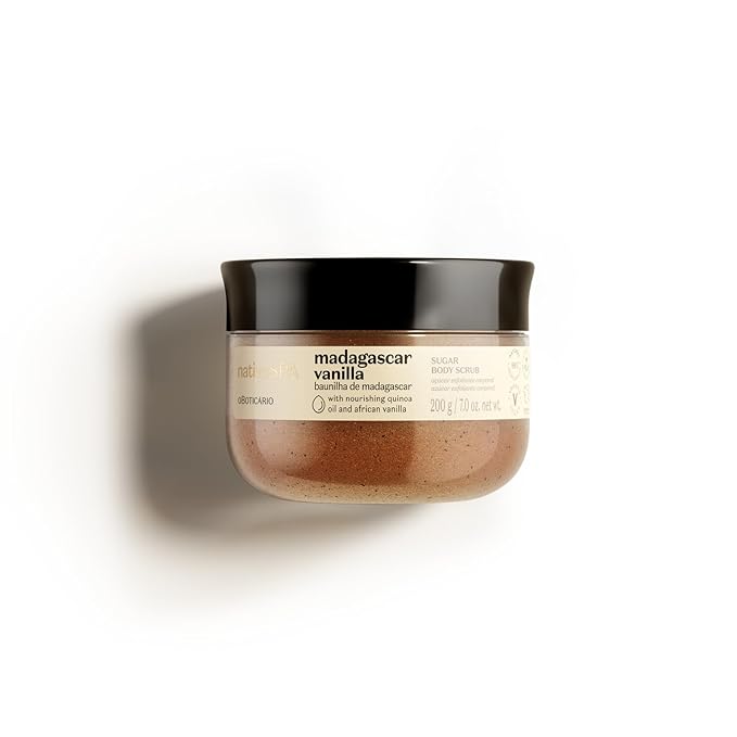 Nativa SPA by O Boticário Madagascar Vanilla Exfoliating Body Scrub, Hydrating & Anti Aging Gentle Exfoliator, 7 Ounce