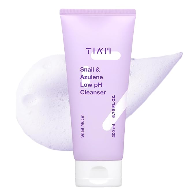 TIA'M Snail&Azulene Low pH Cleanser, 6.76 fl oz, Daily Gentle Face Cleanser with Snail Mucin, Suitable for Sensitive Skin, pH Balancing, Korean Skin Care, Korean Face Wash
