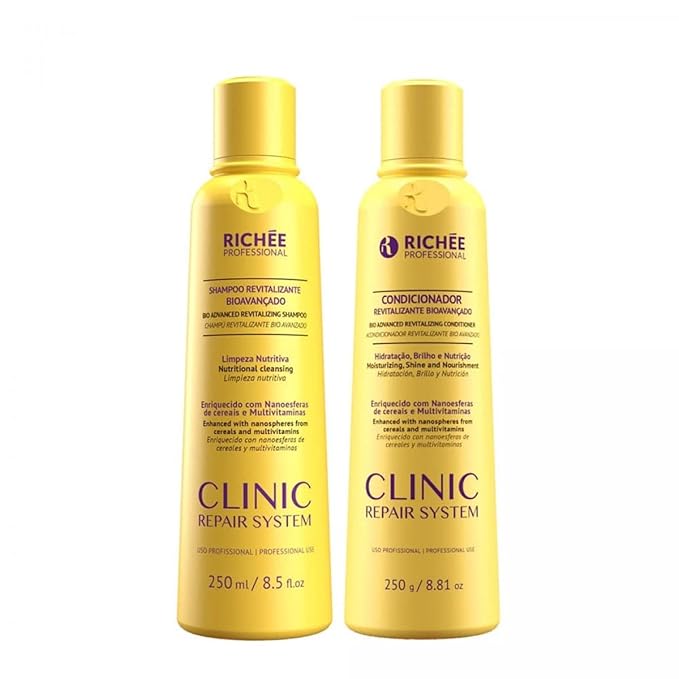 Richée Professional | Clinic Repair System Home Care Kit | Shampoo And Conditioner | (2x) 250 ml / 8.45 fl.oz.
