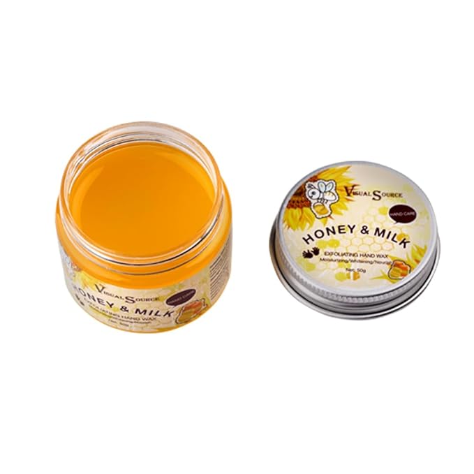 2PCS/Set Honey Milk Hand Wax Mask Moisturizing Paraffin Peel Off Wax Hydrating Nourishing Repair Skin Film Cream Exfoliating Calluses For Cracked,Dry,Aging Hands