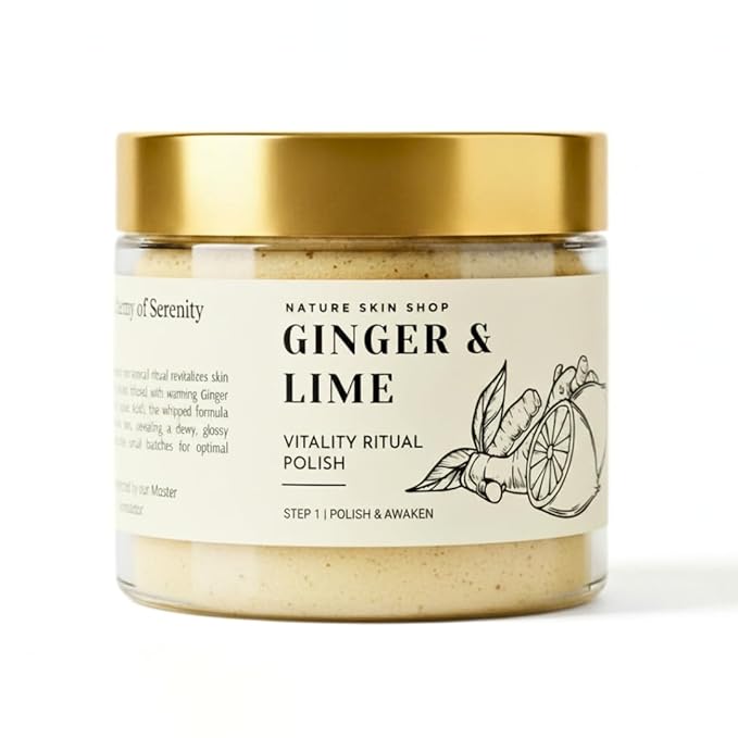 Nature Skin Shop Ginger & Lime Vitality Ritual Polish – Invigorating Whipped Exfoliating Body Scrub, 8oz