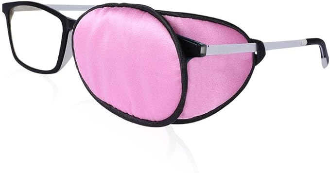 eZAKKA Eye Patches for Adults Kids Eye Patch for Glasses Silk Patch for Lazy Eye Amblyopia Strabismus and After Surgery (Purple + Pink)