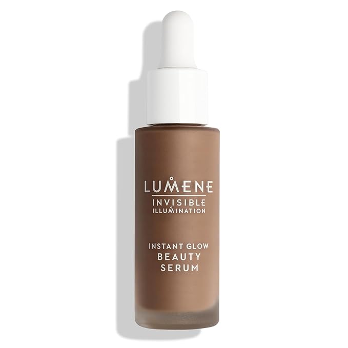 LUMENE Invisible Illumination Instant Glow Beauty Serum | Universal Deep Shade | Face Makeup & Brightening Serum | Lightweight, Buildable Coverage | Vegan | 30 ml