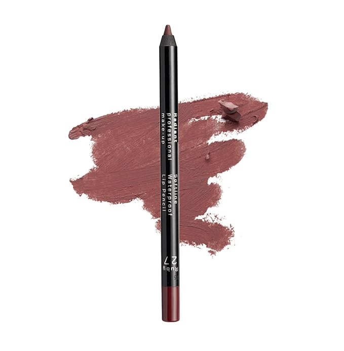 Radiant Professional Waterproof Lip Liner Pencil – Long Lasting, Creamy & Highly Pigmented Lipliner with Vitamin E & Jojoba Oil – Smudge-Proof, Smooth Lip Contour, 1.20 g (27 RUBY)