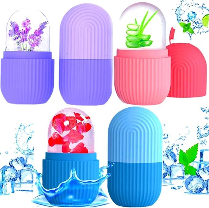 ARSA Pack of 3 - Ice Roller for Face, Eyes, Body Massage. Natural Cold Therapy to Eliminate Puffiness, Dark Circles, Wrinkle. Promotes Blood Circulation for Glowing, Soft (Pink, Purple & Blue)