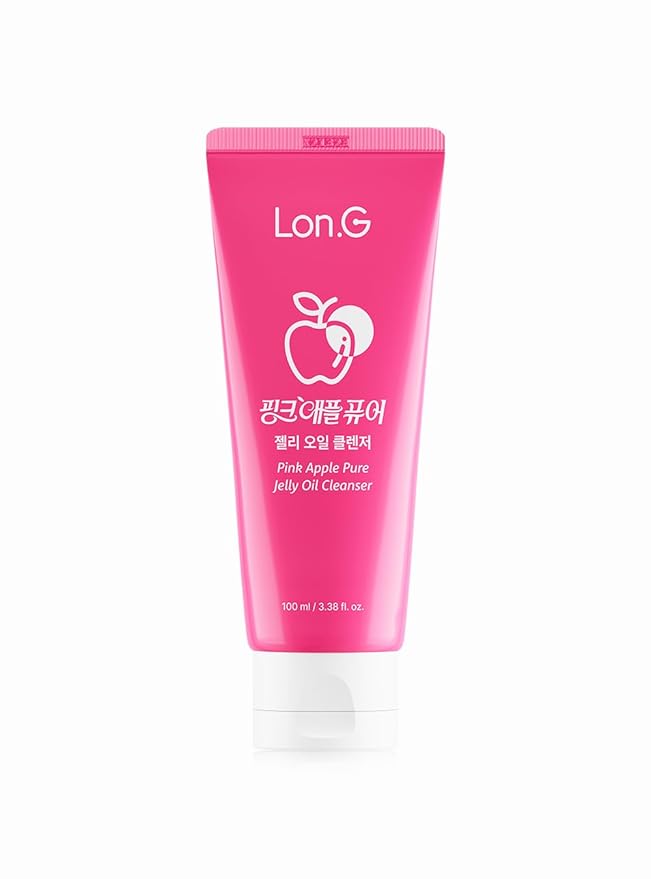 LON.G Pink Apple Pure Jelly Oil Cleanser Korean Skincare Jelly-to-Oil Cleanser for Pores, Sebum, Blackheads | Non-Dripping Gentle Daily Hydrating Makeup Remover for All Skin Types (3.38 fl oz)