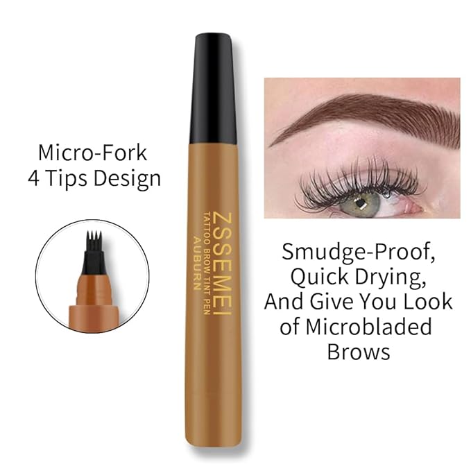 Waterproof Eyebrow Pen for Women - Microblading Tattoo Eye Brow Pencil, Long Lasting All Day, Creates Natural Looking (Auburn - 2 PCS)