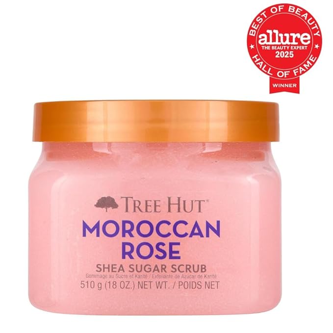 Tree Hut Moroccan Rose Body Scrub, Exfoliating & Hydrating Sugar Scrub with Shea Butter & Essential Oils, Smooth Skin, Body Exfoliator For All Skin Types, Self Care Gifts for Women, Vegan, 18 Oz