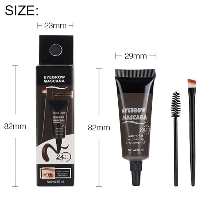 Tinted Thickening Eyebrow Mascara with Two Eyebrow Brushes,Brow Fast Sculpt,Waterproof,Transfer-proof,Eyebrow Tinting Kit- Cruelty Free - Light Medium Brown (2 Pack) (01#Brown &04#Black)