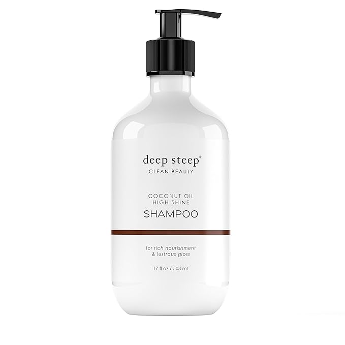 Deep Steep High Shine Coconut Oil Shampoo, 17 oz – Moisturizing Shampoo with Aloe Vera, Argan Oil, Rice Protein & Glycerin – Sulfate-Free, Vegan, Clean Beauty Hair Care, Soft & Glossy Hair