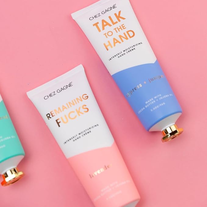 Chez Gagné Vegan Hand Cream for Dry Hands - Remaining Fucks - Lavender 3.4oz Non-Greasy Moisturizing Hand Lotion - Made in California - Paraben, Sulfate & Phthalate Free - Funny Gift