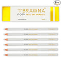 Brawna 6 Pack Brow Pro Peel Off Pencils For Lip & Eyebrow Mapping - Microblading Supplies - White