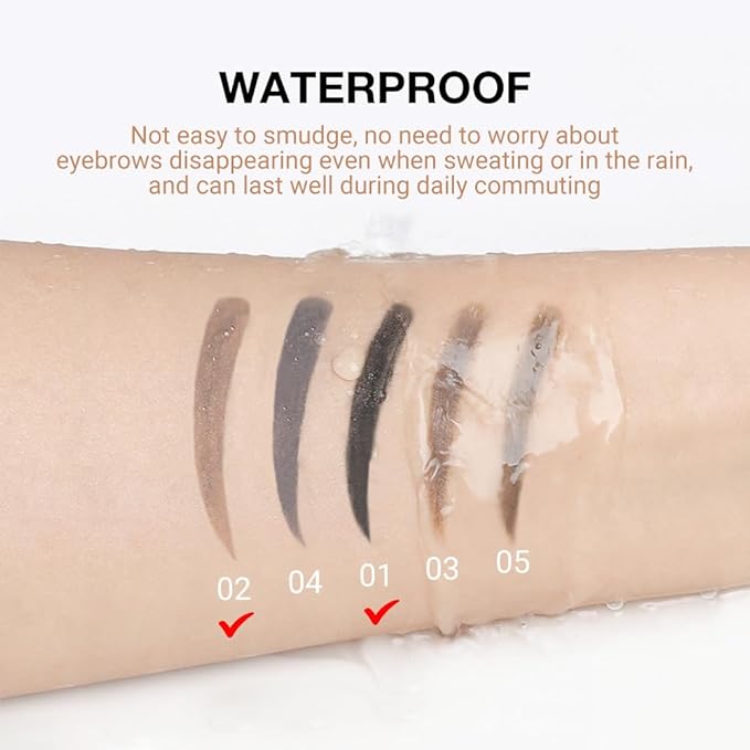 WanTuoluo Black Ultra-Fine Tip Eyebrow Pencils Pack for Women, 5Pcs Mechanical Precise Brow Pencil with Brush,Draws Tiny Brow Hairs, Defines, Fills Brows, Shapes, Contours, Combs, Waterproof (SET36-9)