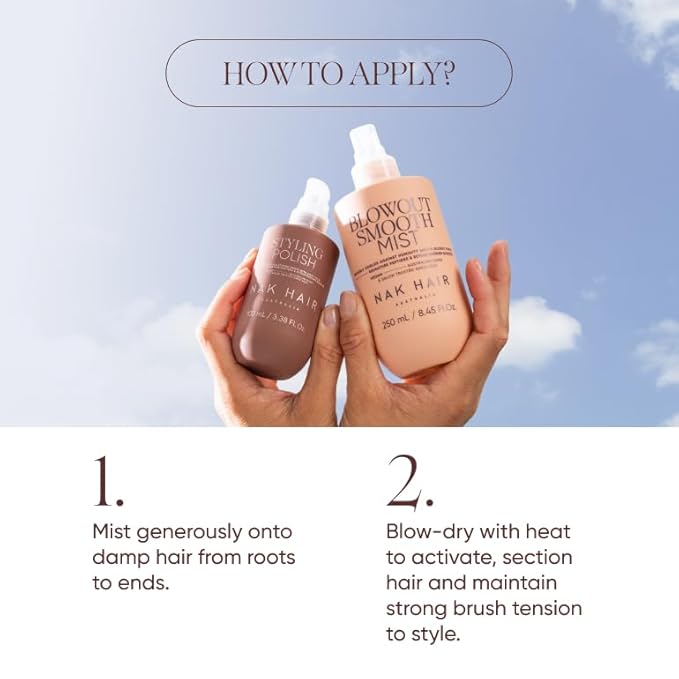 NAK Signature Blowout Mist Heat Protectant Spray 250ml - Anti-Frizz & Humidity Control for All Hair Types with Peptide Complex & Natural Oils