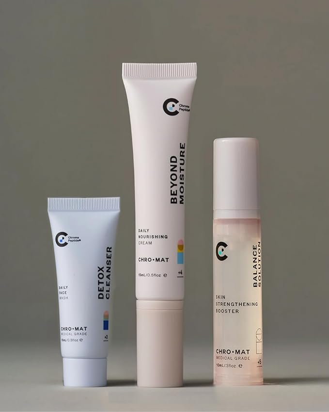 CHROMAT Barrier Renewal Kit – Skin Barrier Repair Routine for Sensitive & Redness-Prone Skin, Peptide Serum, Hydrating Face Moisturizer Cream, Gentle Cleanser & Recovery Mask