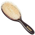 Kent CSGM 7.75" Classic Shine Medium Oval Cushion Straightening Brush and Hair Detangler - Soft White Boar Bristle Hair Brush - Shine Hair Brush and Scalp Scrubber for Mid-Length Fine or Thinning Hair
