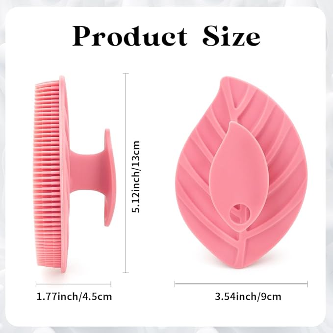 2 Pack Silicone Body Scrubber, Soft Silicone Loofah, Gentle Exfoliating Body Scrubber for Sensitive Skin, Leaf Shaped Shower Scrubbers, Silicone Scrubbers Body Brush for Women Men (Pink & Black)