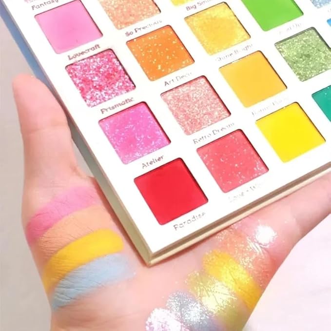Grospe 30 Color Rainbow Eyeshadow Palette Highly Pigmented Mattes Glitter Shimmers Eye Shadow Palettes Blendable Long Lasting Waterproof Colorful Professional Makeup Palette Gift Set
